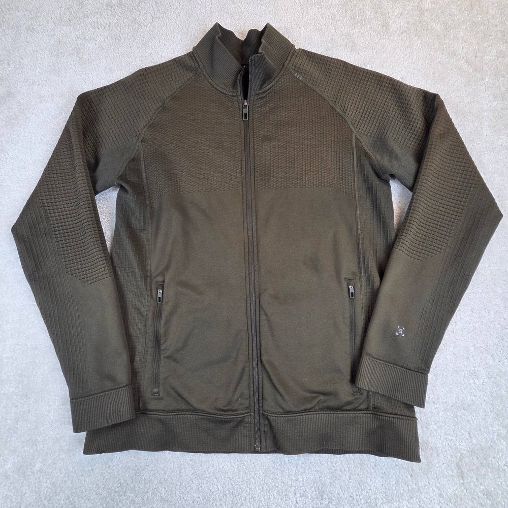 Lululemon Mens Engineered Warmth Jacket Olive Green Merino Wool Full Zip Large